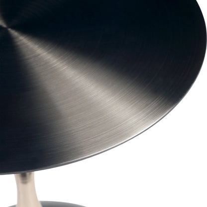 Savoy Wide Side Table with Stainless Steel Top Round Accent Table and Elegant Pedestal Base - Elax Furniture