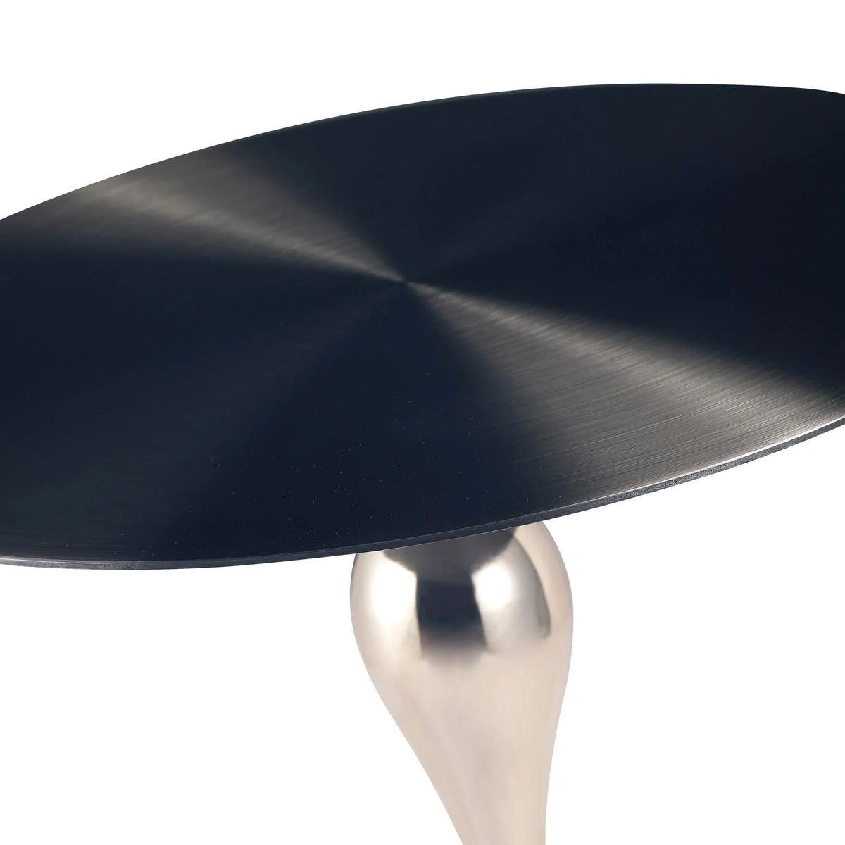 Savoy Wide Side Table with Stainless Steel Top Round Accent Table and Elegant Pedestal Base - Elax Furniture
