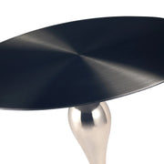 Savoy Wide Side Table with Stainless Steel Top Round Accent Table and Elegant Pedestal Base - Elax Furniture