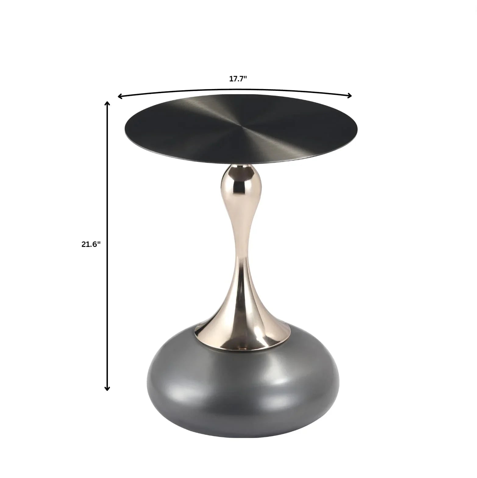 Savoy Wide Side Table with Stainless Steel Top Round Accent Table and Elegant Pedestal Base - Elax Furniture