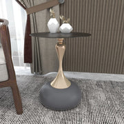 Savoy Wide Side Table with Stainless Steel Top Round Accent Table and Elegant Pedestal Base - Elax Furniture