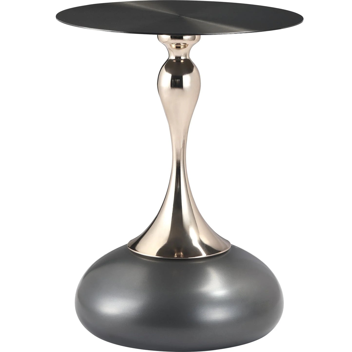 Savoy Wide Side Table with Stainless Steel Top Round Accent Table and Elegant Pedestal Base - Elax Furniture