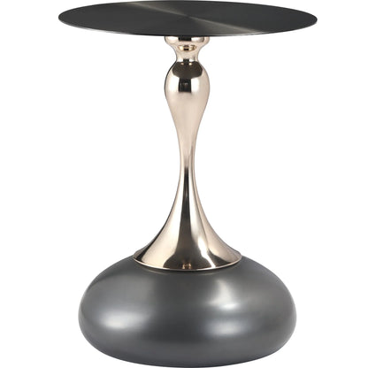 Savoy Wide Side Table with Stainless Steel Top Round Accent Table and Elegant Pedestal Base - Elax Furniture