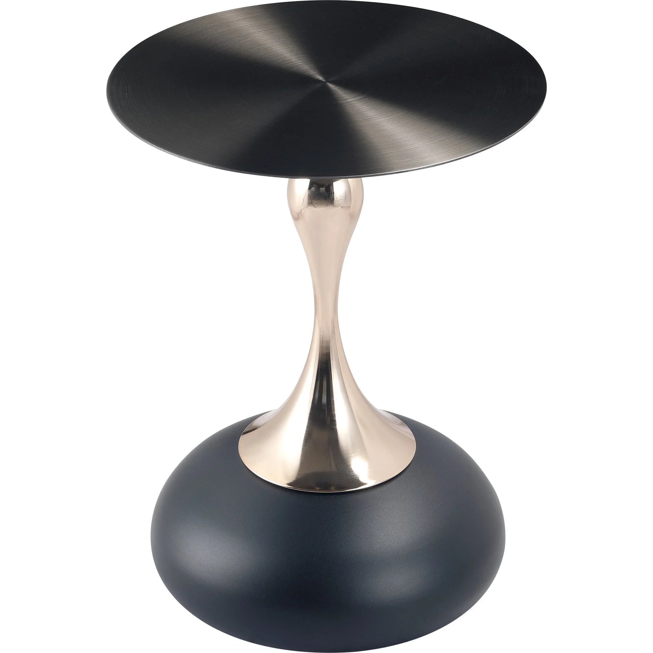 Savoy Wide Side Table with Stainless Steel Top Round Accent Table and Elegant Pedestal Base - Elax Furniture