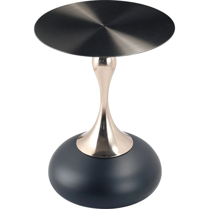 Savoy Wide Side Table with Stainless Steel Top Round Accent Table and Elegant Pedestal Base - Elax Furniture