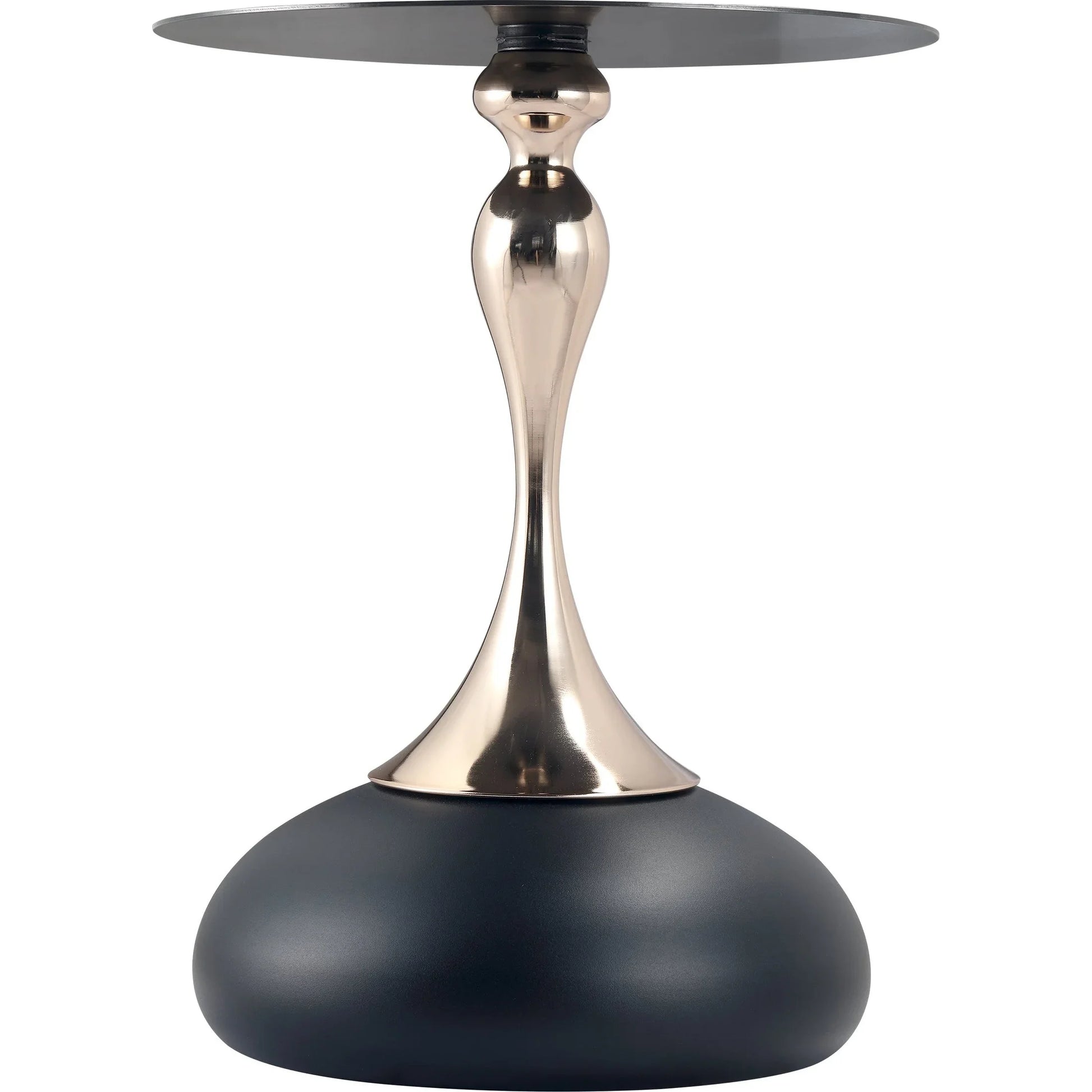 Savoy Wide Side Table with Stainless Steel Top Round Accent Table and Elegant Pedestal Base - Elax Furniture