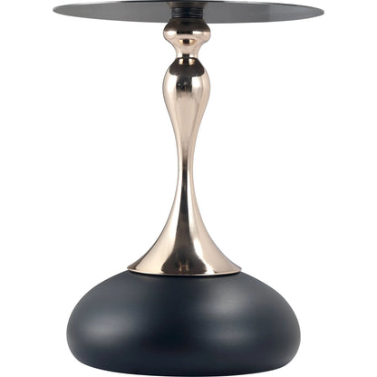 Savoy Wide Side Table with Stainless Steel Top Round Accent Table and Elegant Pedestal Base - Elax Furniture