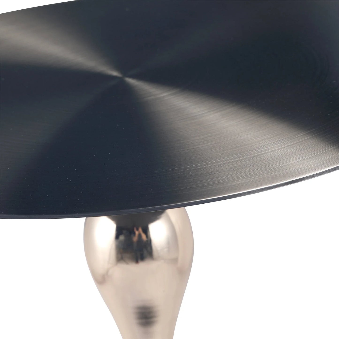 Savoy Wide Side Table with Stainless Steel Top Round Accent Table and Elegant Pedestal Base - Elax Furniture