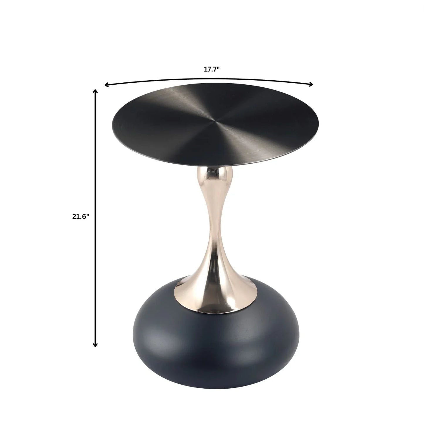 Savoy Wide Side Table with Stainless Steel Top Round Accent Table and Elegant Pedestal Base - Elax Furniture
