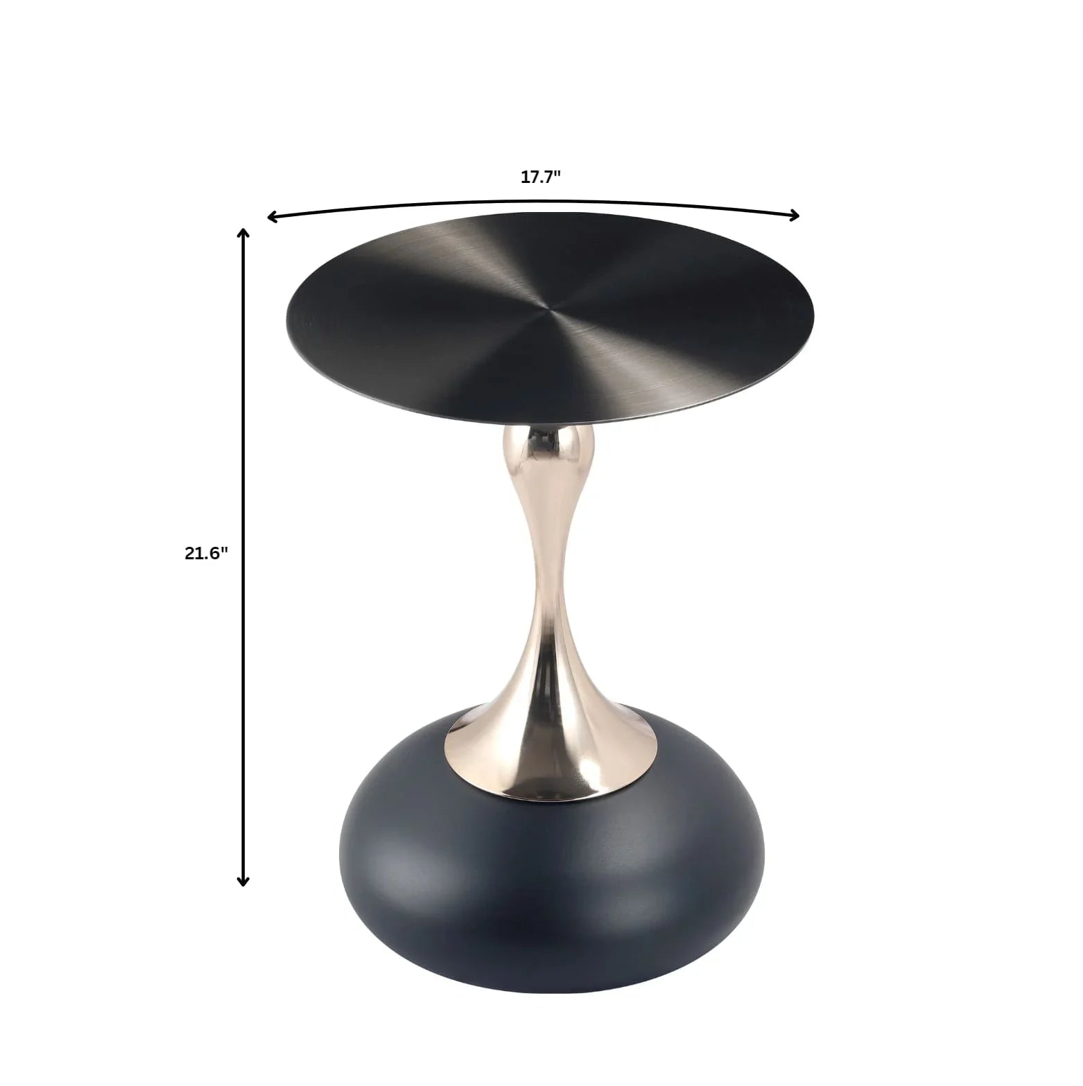 Savoy Wide Side Table with Stainless Steel Top Round Accent Table and Elegant Pedestal Base - Elax Furniture