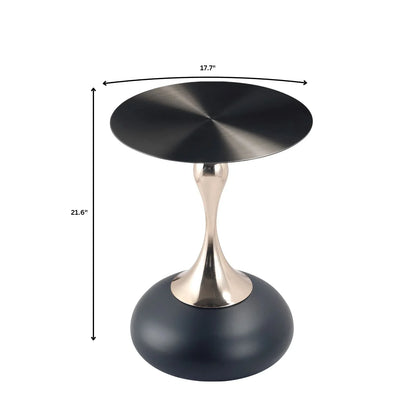 Savoy Wide Side Table with Stainless Steel Top Round Accent Table and Elegant Pedestal Base - Elax Furniture