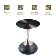 Savoy Wide Side Table with Stainless Steel Top Round Accent Table and Elegant Pedestal Base - Elax Furniture