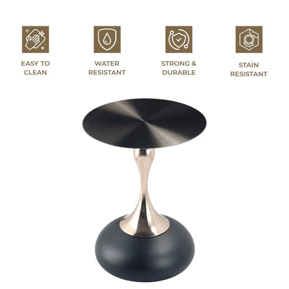Savoy Wide Side Table with Stainless Steel Top Round Accent Table and Elegant Pedestal Base - Elax Furniture