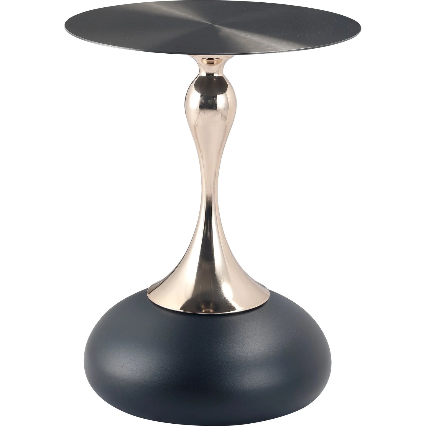 Savoy Wide Side Table with Stainless Steel Top Round Accent Table and Elegant Pedestal Base - Elax Furniture