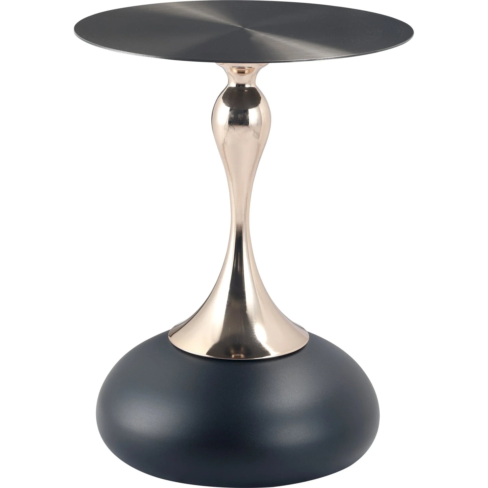 Savoy Wide Side Table with Stainless Steel Top Round Accent Table and Elegant Pedestal Base - Elax Furniture
