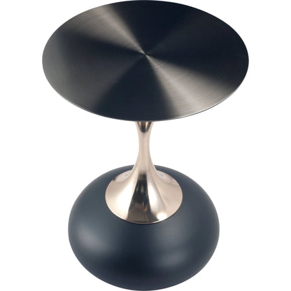 Savoy Wide Side Table with Stainless Steel Top Round Accent Table and Elegant Pedestal Base - Elax Furniture