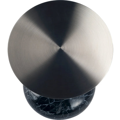 Savoy Wide Side Table with Stainless Steel Top Round Accent Table and Elegant Pedestal Base - Elax Furniture
