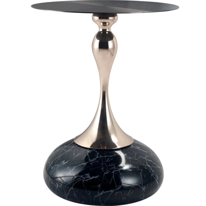 Savoy Wide Side Table with Stainless Steel Top Round Accent Table and Elegant Pedestal Base - Elax Furniture