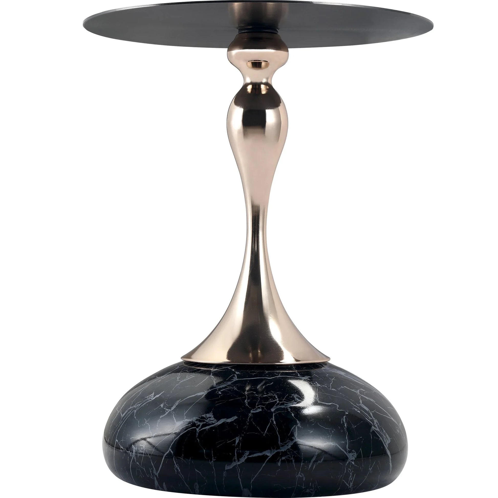 Savoy Wide Side Table with Stainless Steel Top Round Accent Table and Elegant Pedestal Base - Elax Furniture