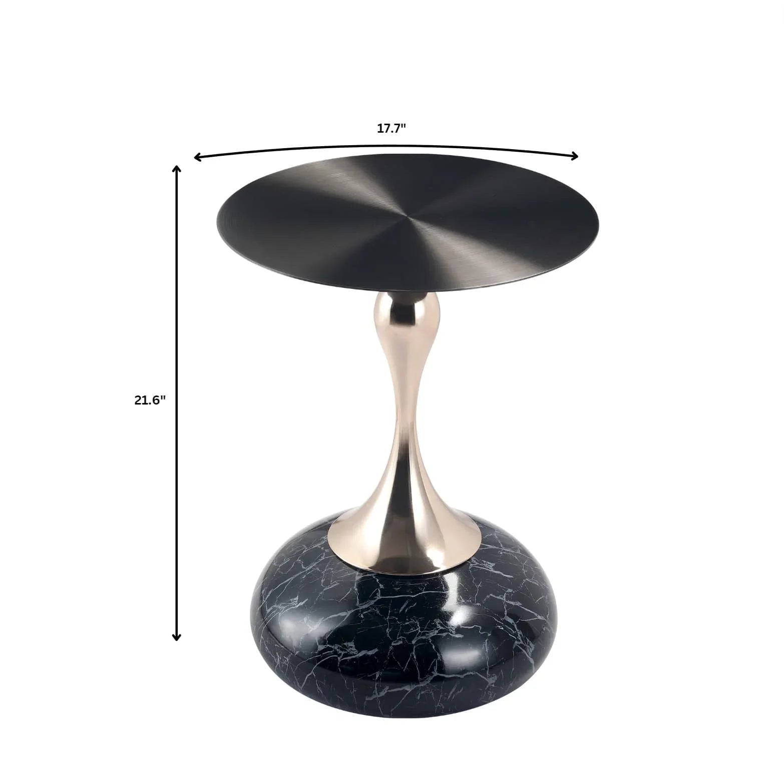 Savoy Wide Side Table with Stainless Steel Top Round Accent Table and Elegant Pedestal Base - Elax Furniture