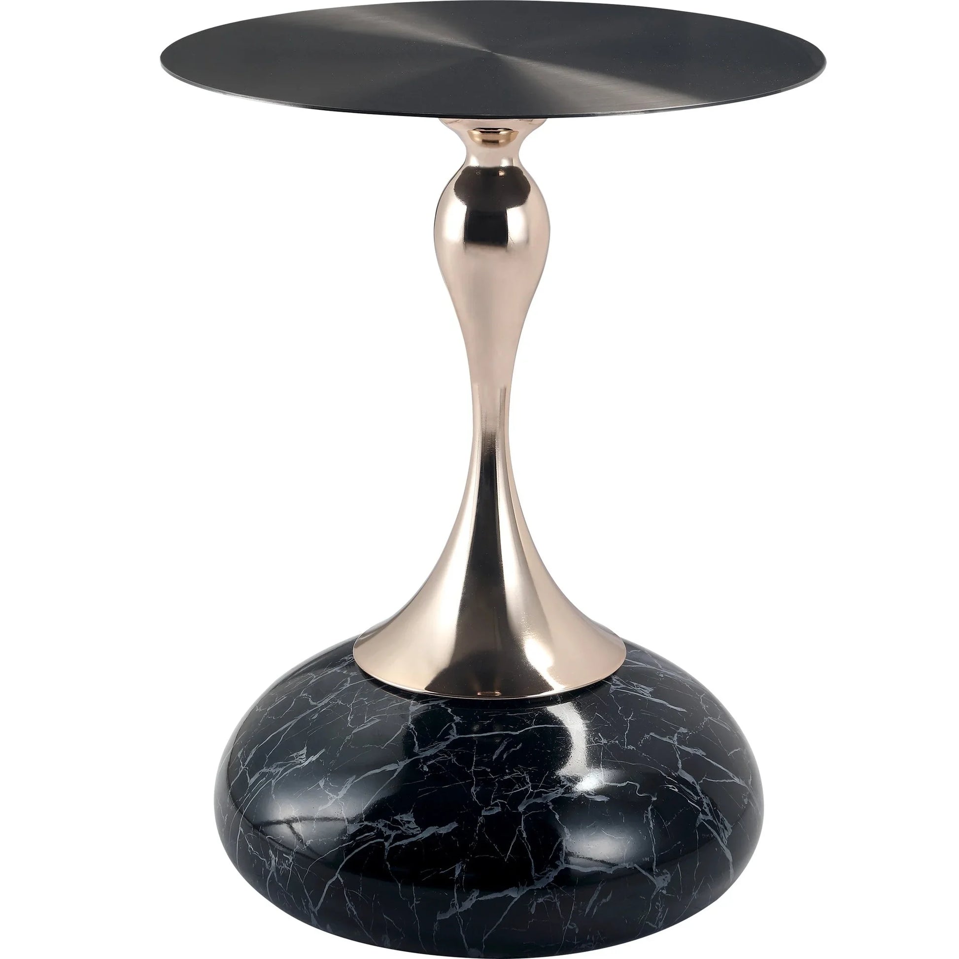 Savoy Wide Side Table with Stainless Steel Top Round Accent Table and Elegant Pedestal Base - Elax Furniture