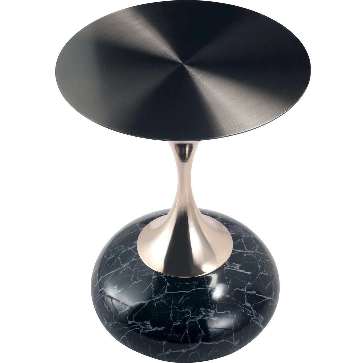 Savoy Wide Side Table with Stainless Steel Top Round Accent Table and Elegant Pedestal Base - Elax Furniture