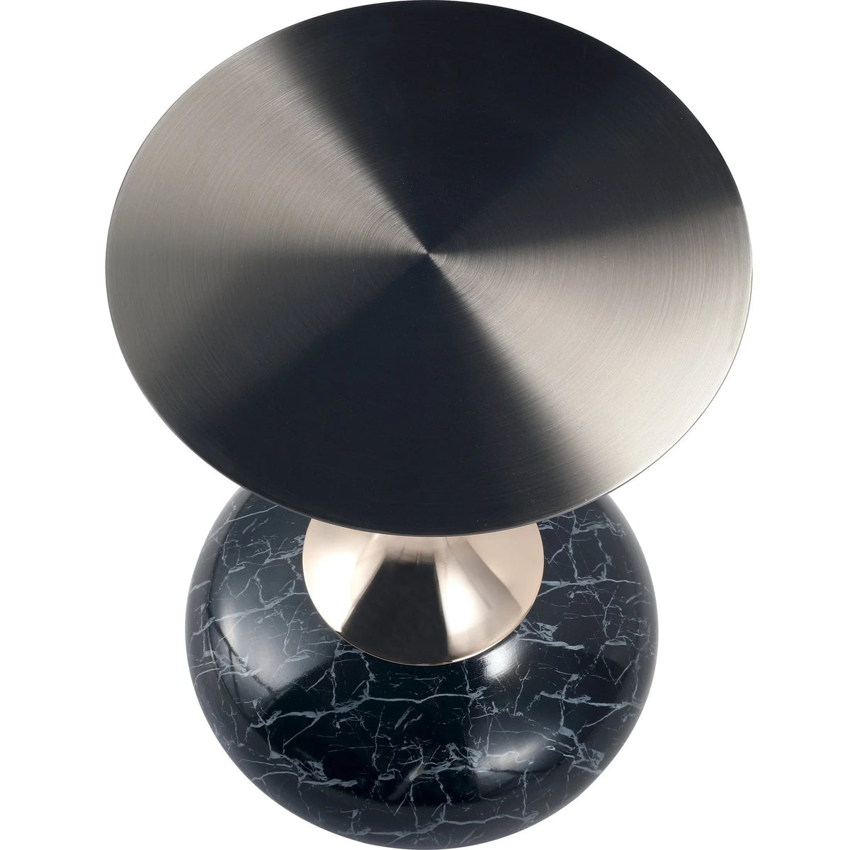 Savoy Wide Side Table with Stainless Steel Top Round Accent Table and Elegant Pedestal Base - Elax Furniture