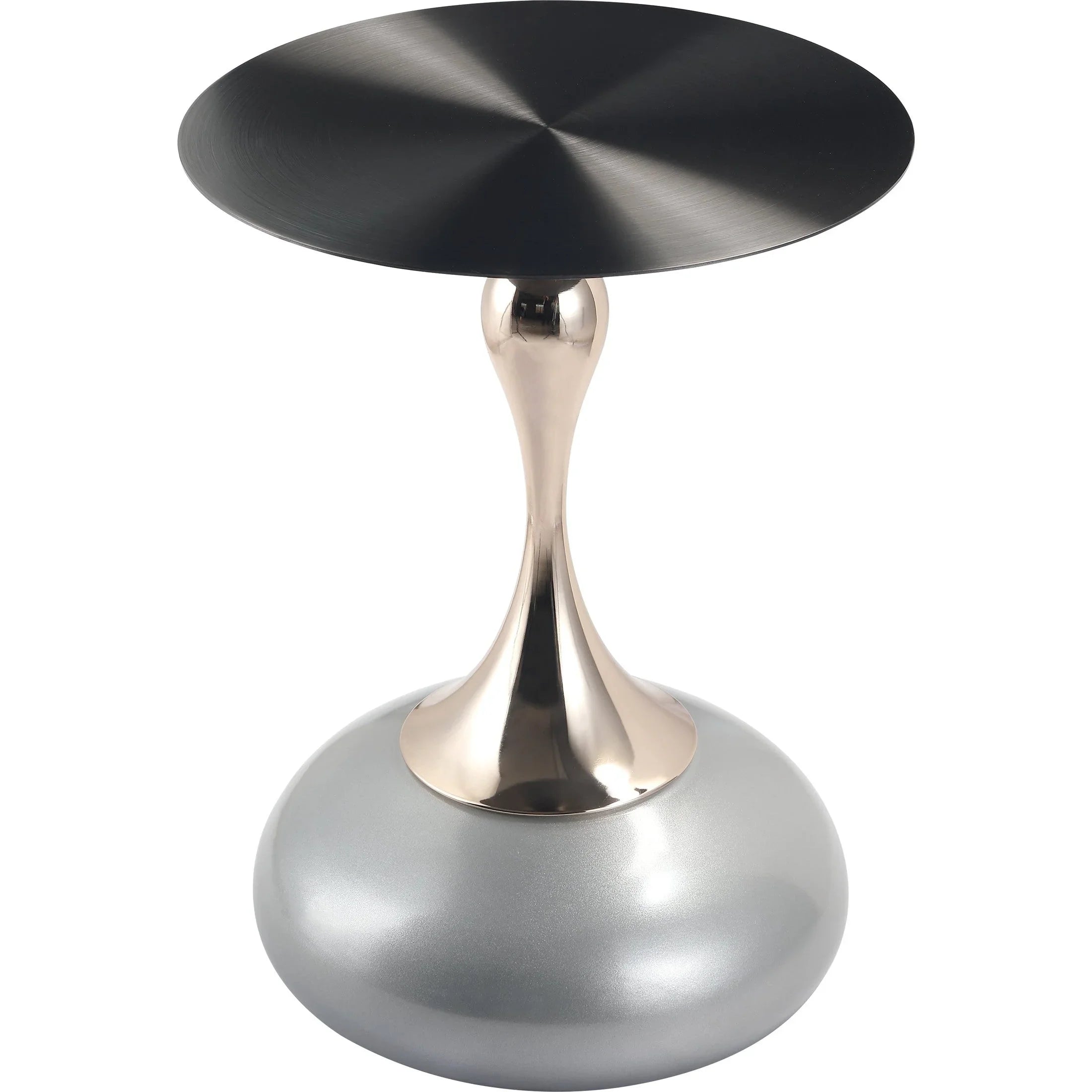 Savoy Wide Side Table with Stainless Steel Top Round Accent Table and Elegant Pedestal Base - Elax Furniture