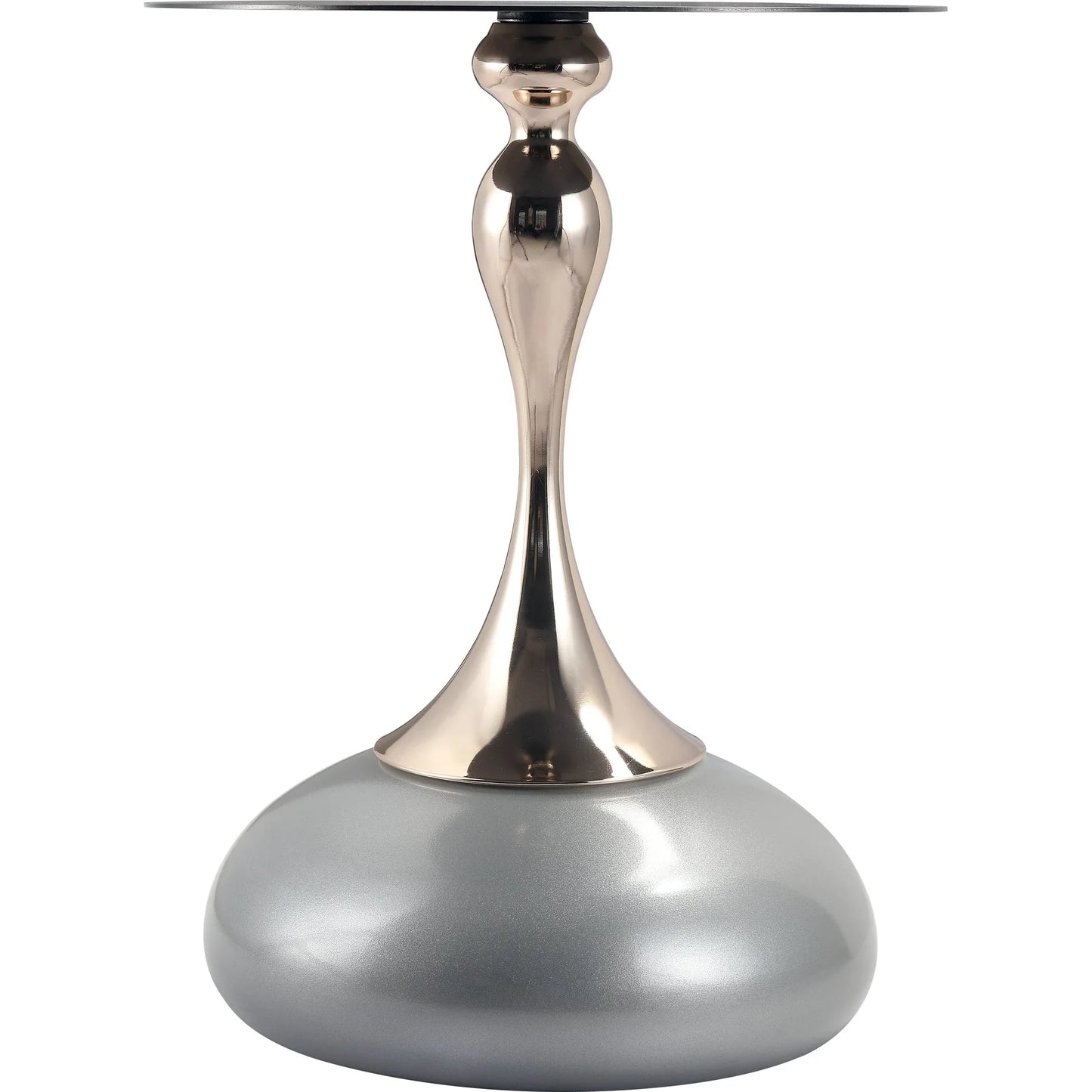 Savoy Wide Side Table with Stainless Steel Top Round Accent Table and Elegant Pedestal Base - Elax Furniture