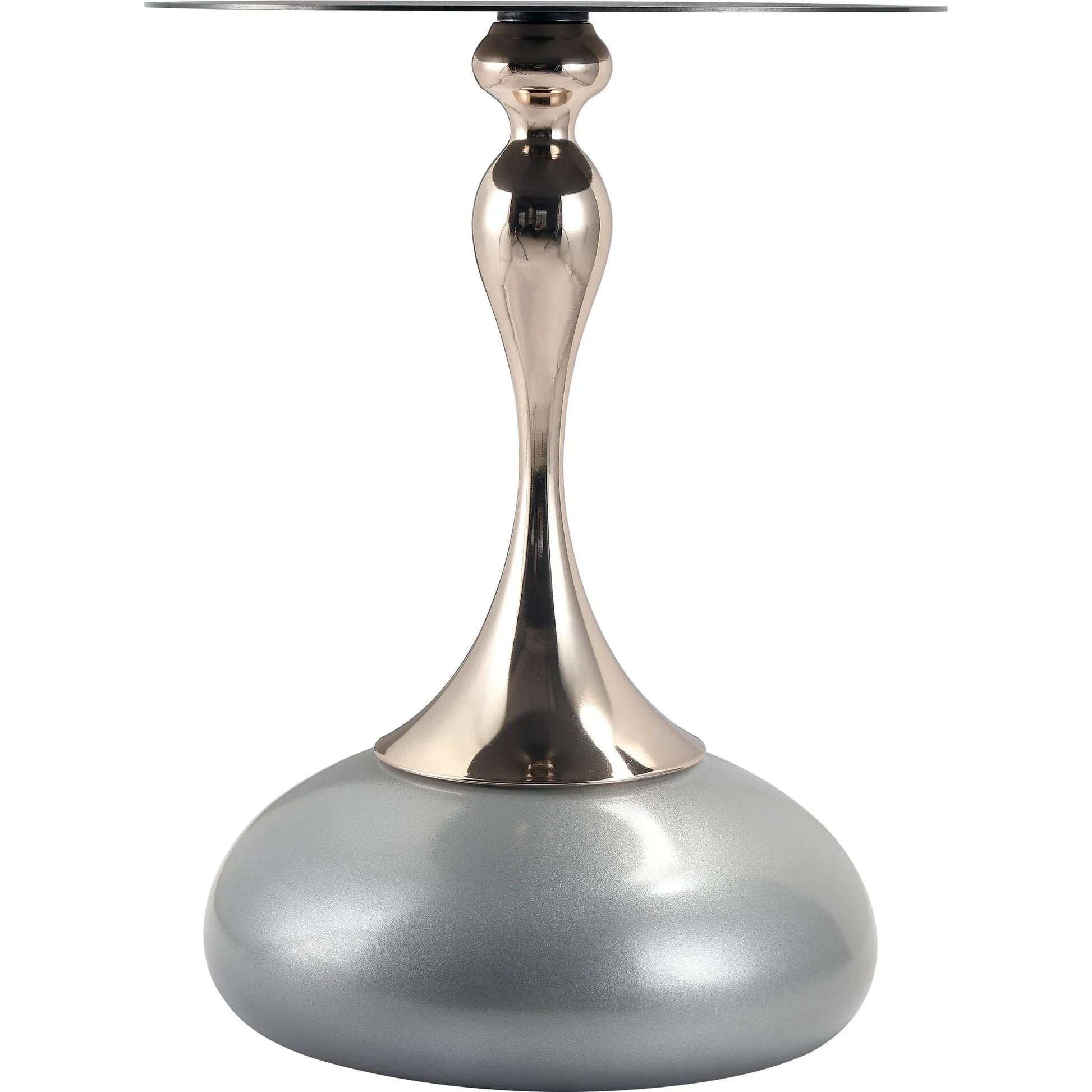 Savoy Wide Side Table with Stainless Steel Top Round Accent Table and Elegant Pedestal Base - Elax Furniture