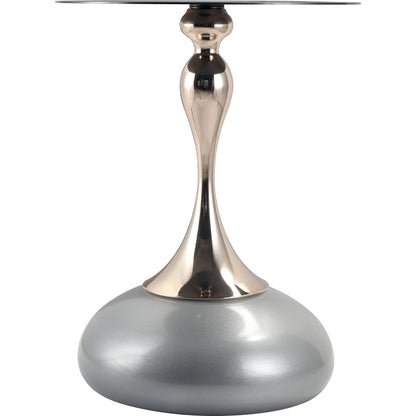 Savoy Wide Side Table with Stainless Steel Top Round Accent Table and Elegant Pedestal Base - Elax Furniture