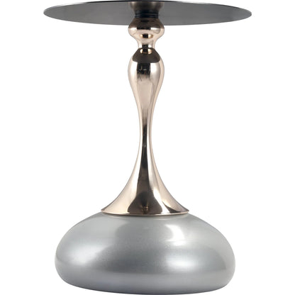 Savoy Wide Side Table with Stainless Steel Top Round Accent Table and Elegant Pedestal Base - Elax Furniture