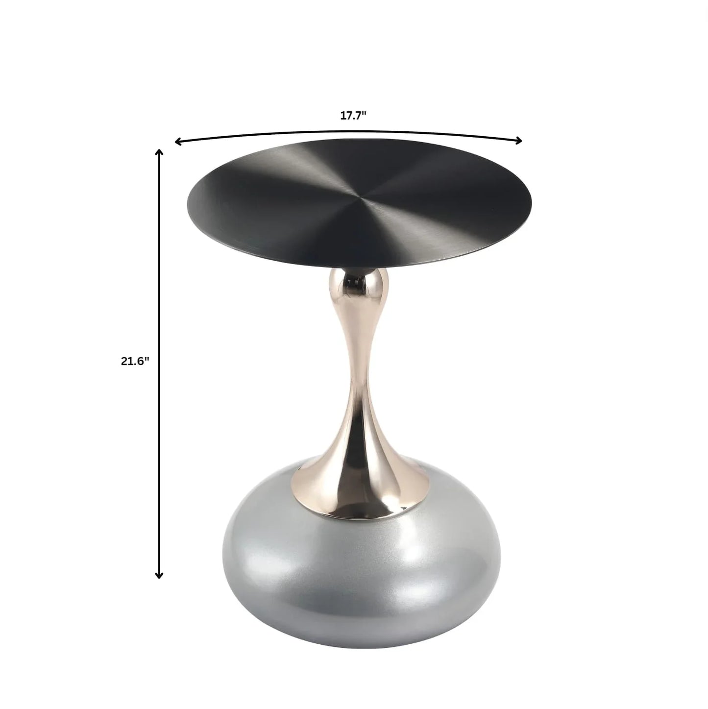 Savoy Wide Side Table with Stainless Steel Top Round Accent Table and Elegant Pedestal Base - Elax Furniture