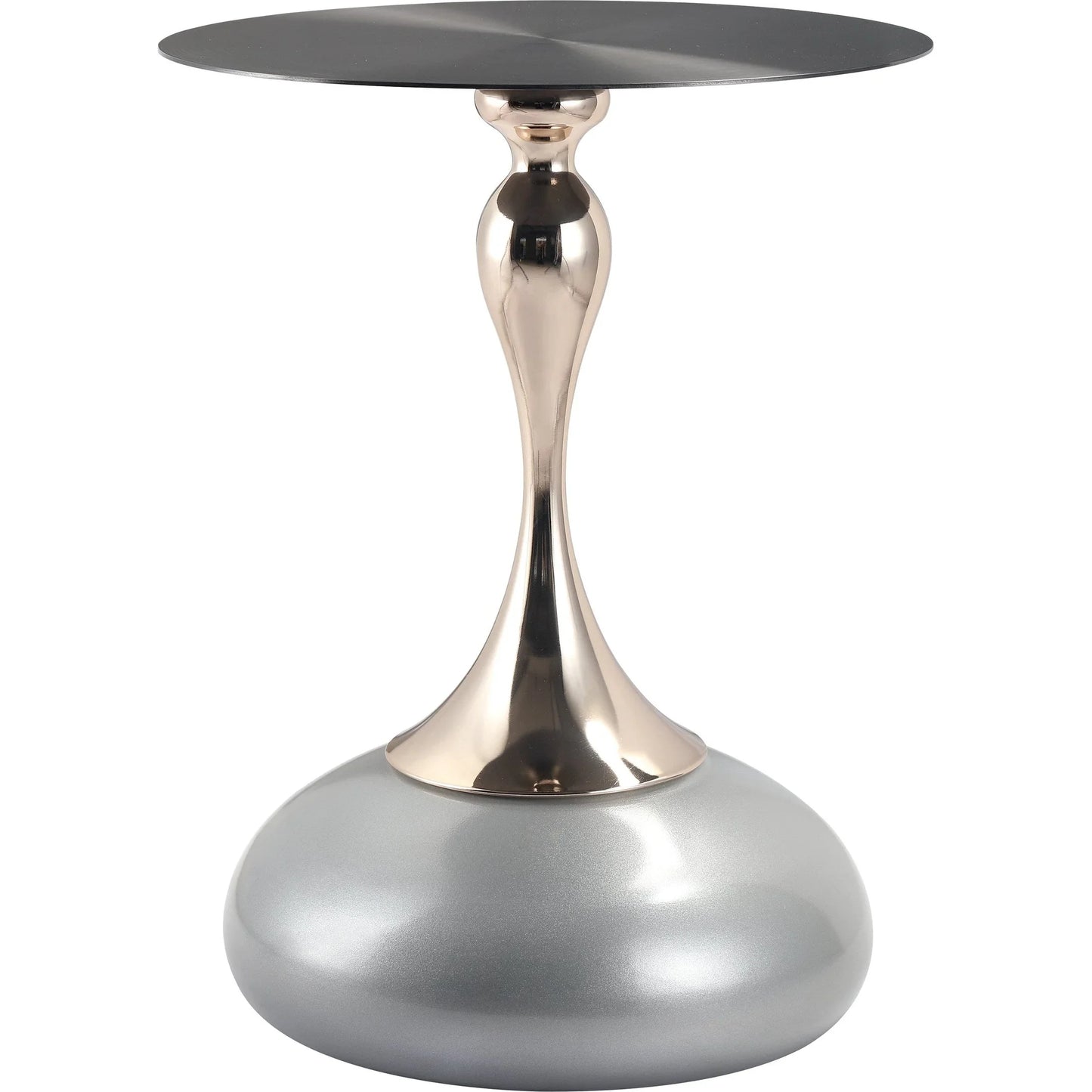 Savoy Wide Side Table with Stainless Steel Top Round Accent Table and Elegant Pedestal Base - Elax Furniture