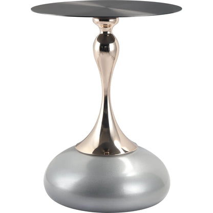 Savoy Wide Side Table with Stainless Steel Top Round Accent Table and Elegant Pedestal Base - Elax Furniture