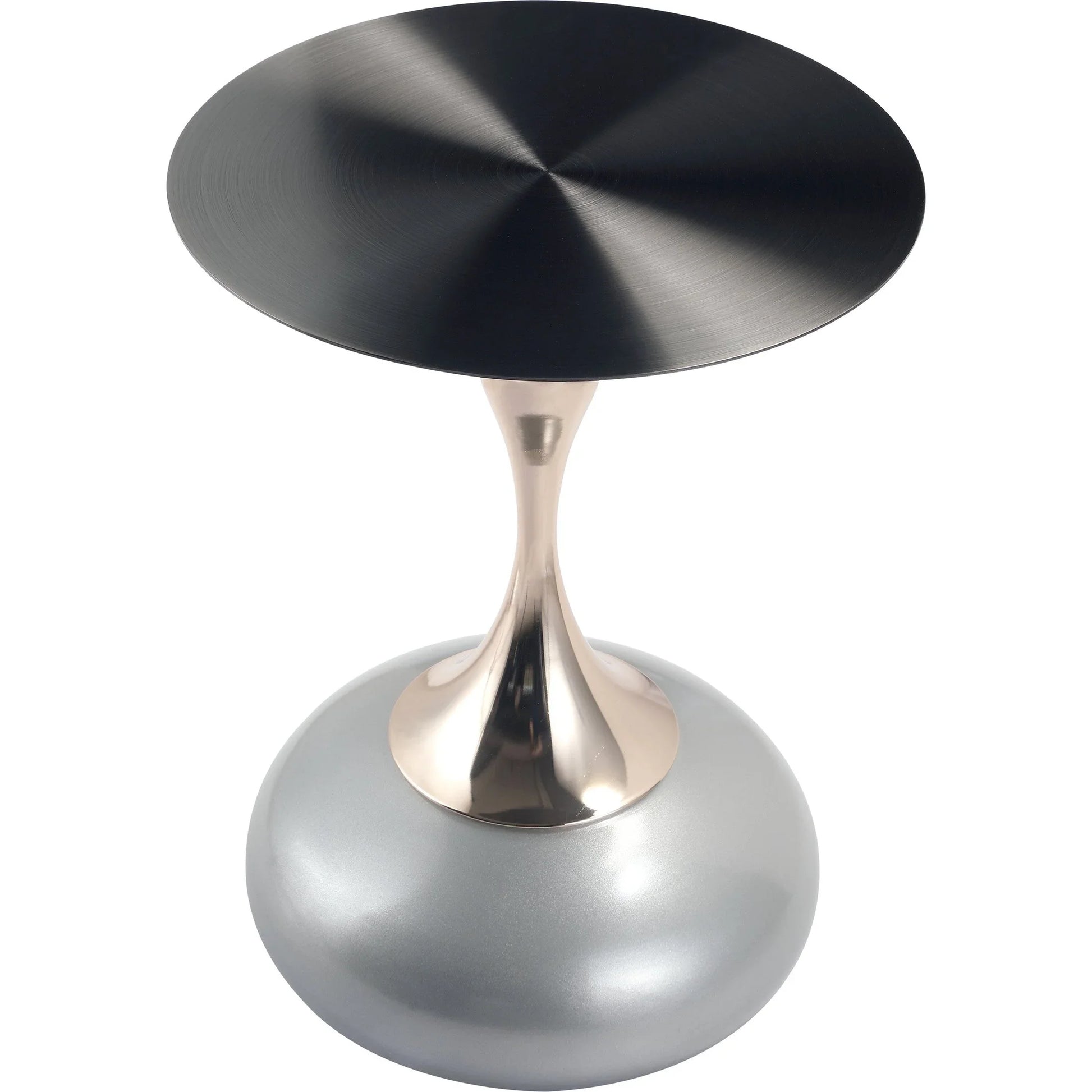 Savoy Wide Side Table with Stainless Steel Top Round Accent Table and Elegant Pedestal Base - Elax Furniture