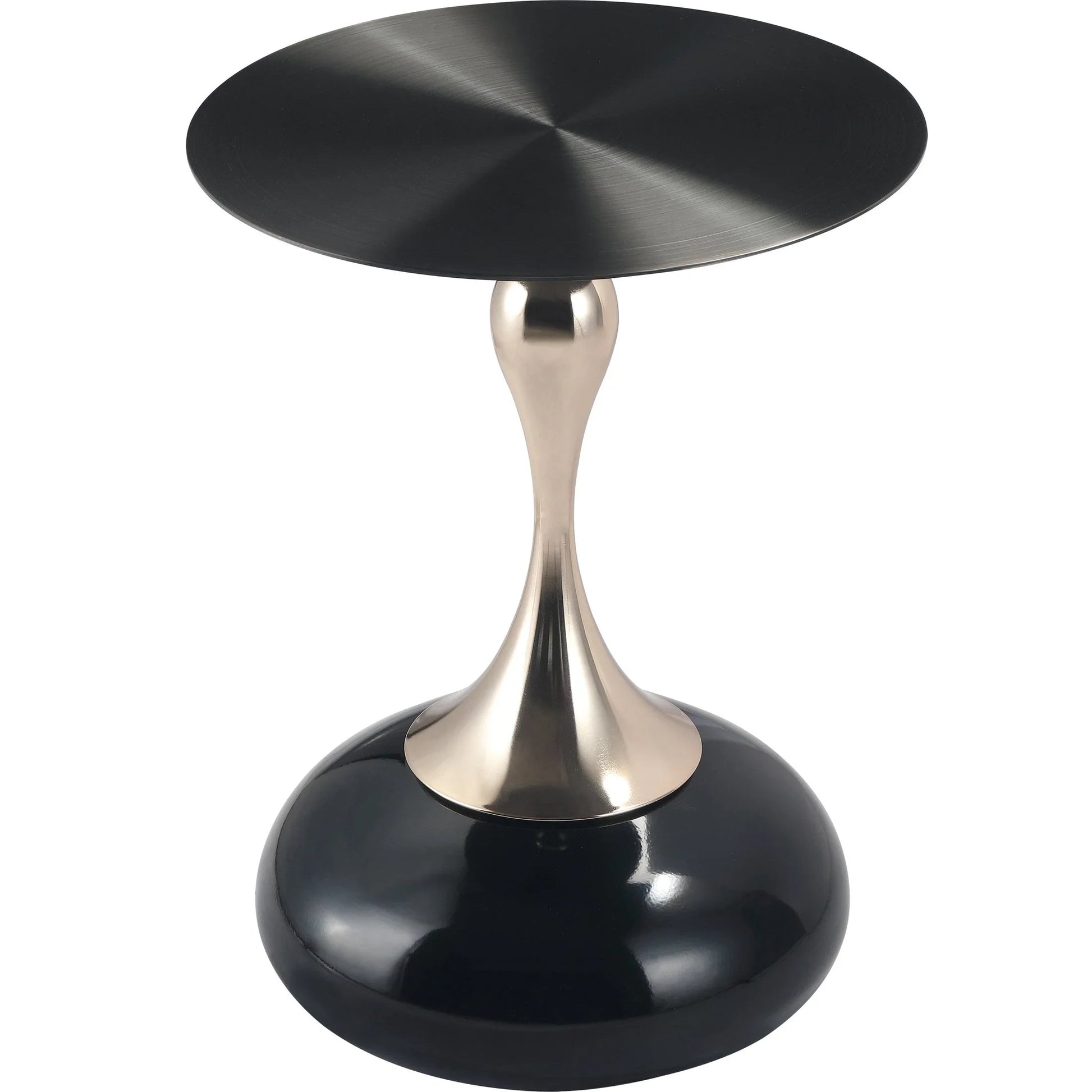 Savoy Wide Side Table with Stainless Steel Top Round Accent Table and Elegant Pedestal Base - Elax Furniture