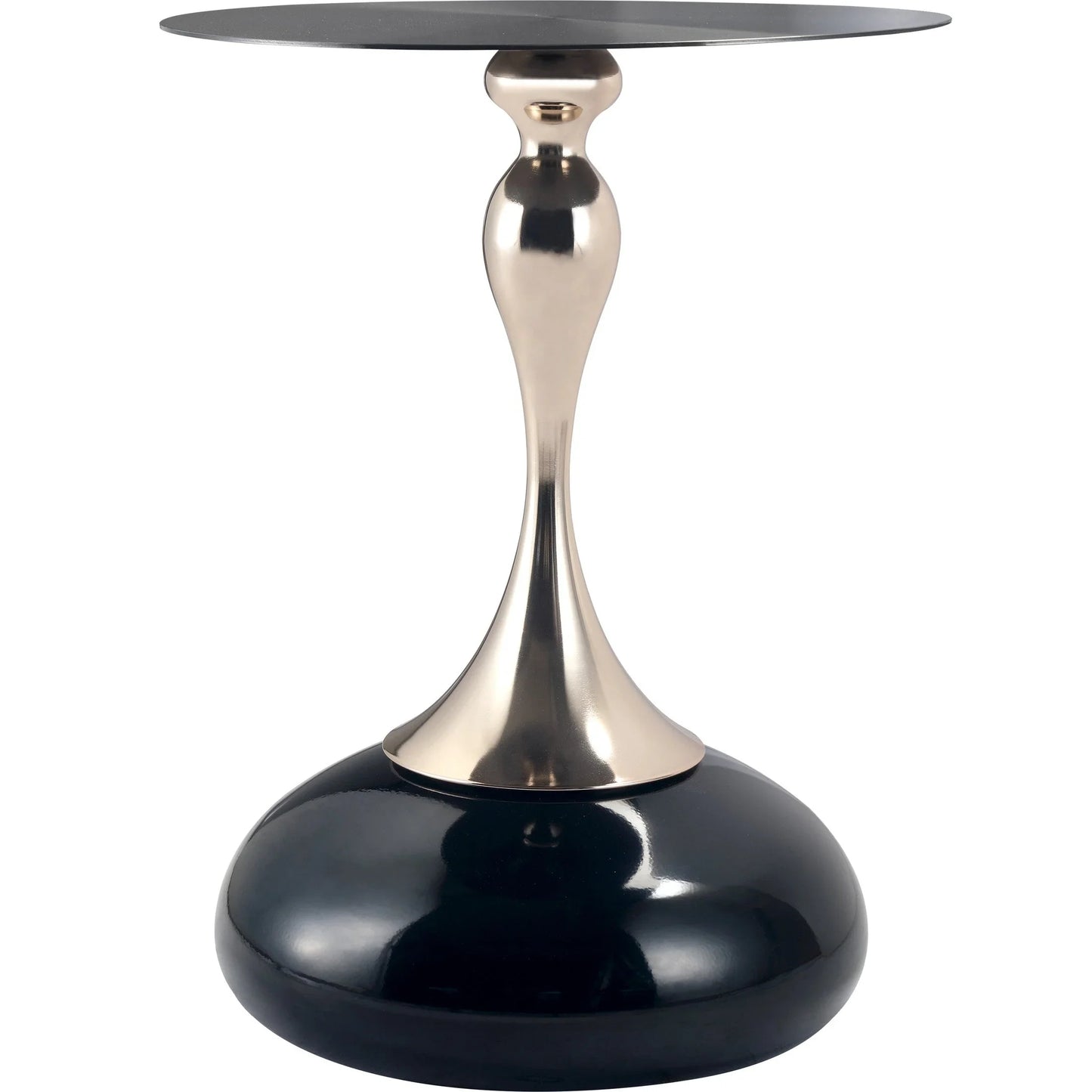 Savoy Wide Side Table with Stainless Steel Top Round Accent Table and Elegant Pedestal Base - Elax Furniture