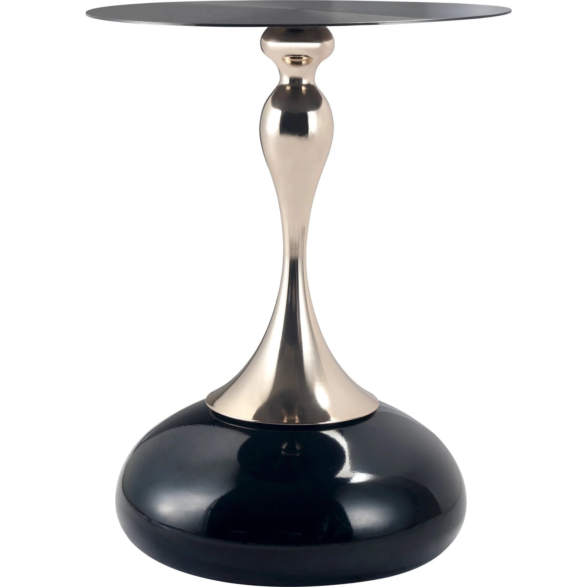 Savoy Wide Side Table with Stainless Steel Top Round Accent Table and Elegant Pedestal Base - Elax Furniture