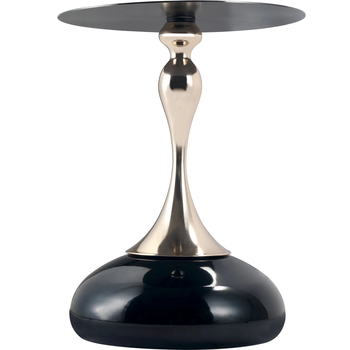 Savoy Wide Side Table with Stainless Steel Top Round Accent Table and Elegant Pedestal Base - Elax Furniture