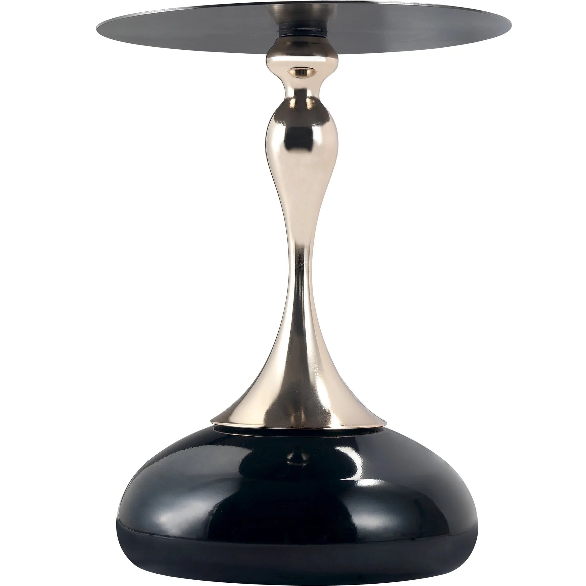 Savoy Wide Side Table with Stainless Steel Top Round Accent Table and Elegant Pedestal Base - Elax Furniture