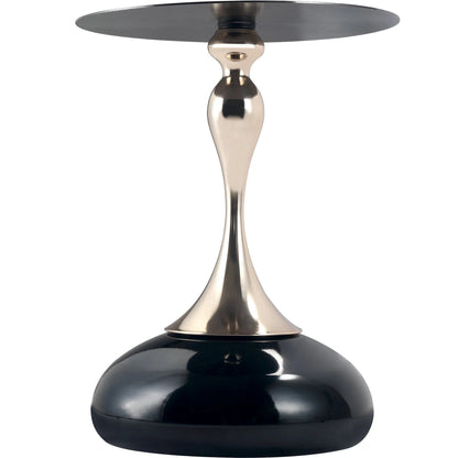 Savoy Wide Side Table with Stainless Steel Top Round Accent Table and Elegant Pedestal Base - Elax Furniture
