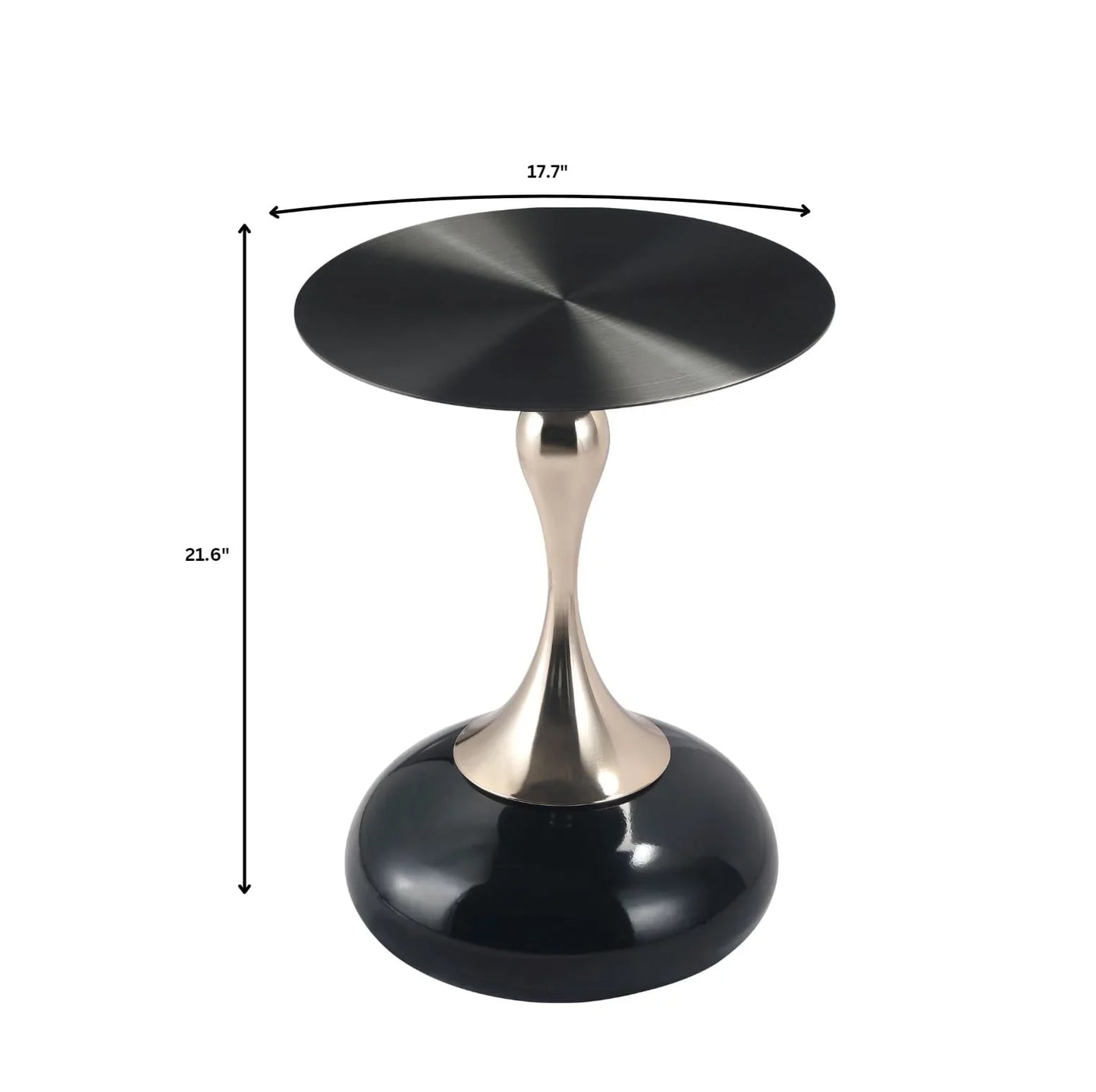 Savoy Wide Side Table with Stainless Steel Top Round Accent Table and Elegant Pedestal Base - Elax Furniture