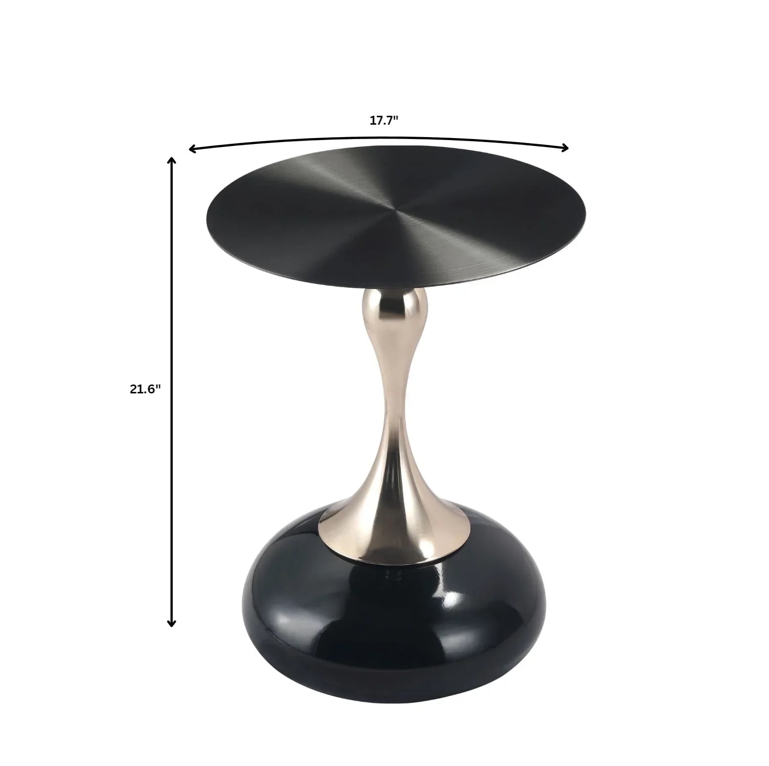 Savoy Wide Side Table with Stainless Steel Top Round Accent Table and Elegant Pedestal Base - Elax Furniture