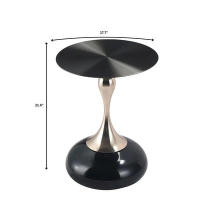 Savoy Wide Side Table with Stainless Steel Top Round Accent Table and Elegant Pedestal Base - Elax Furniture
