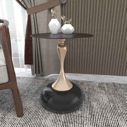 Savoy Wide Side Table with Stainless Steel Top Round Accent Table and Elegant Pedestal Base - Elax Furniture