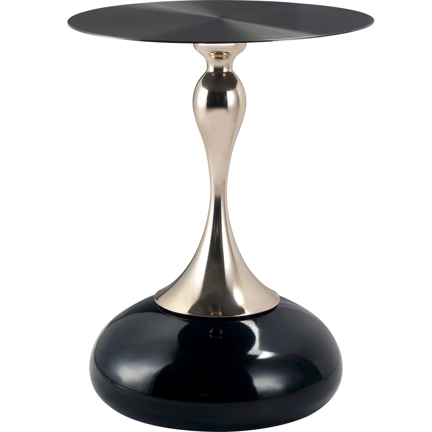 Savoy Wide Side Table with Stainless Steel Top Round Accent Table and Elegant Pedestal Base - Elax Furniture