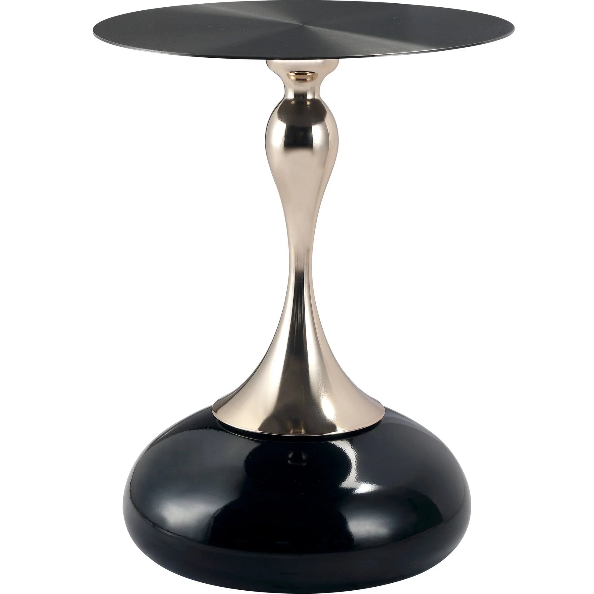 Savoy Wide Side Table with Stainless Steel Top Round Accent Table and Elegant Pedestal Base - Elax Furniture