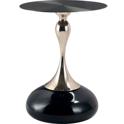 Savoy Wide Side Table with Stainless Steel Top Round Accent Table and Elegant Pedestal Base - Elax Furniture