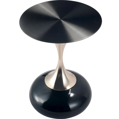 Savoy Wide Side Table with Stainless Steel Top Round Accent Table and Elegant Pedestal Base - Elax Furniture